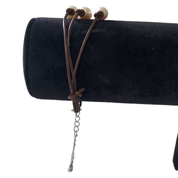 Fresh Water Pearl Bracelet Corded Brown Multi Strand Coastal Beach Adjustable. - Picture 8 of 16